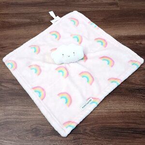 Blankets and Beyond Lovey Pink Rainbows White Cloud Plush Baby Security Blanket